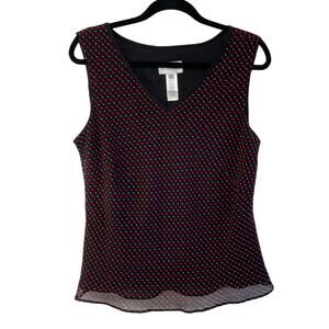 Studio I‎ Geo Patterned Blouse V-Neck Chiffon Overlay Dark Academia Office 16